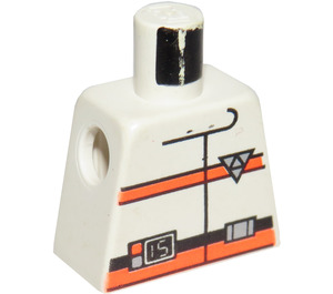 LEGO White Minifig Torso without Arms with Orange Stripes and Res-Q Logo on Back (973)