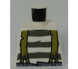 LEGO White Minifig Torso without Arms with Prison Stripes and Suspenders (973)