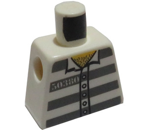LEGO White Minifig Torso without Arms with Prison Stripes, Five Buttons and Number 50380 (973)
