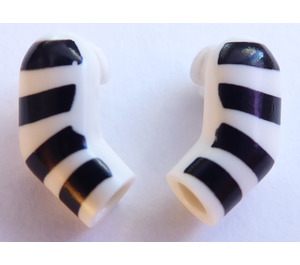 LEGO White Minifigure Arms (Left and Right Pair) with Black Stripes Pattern