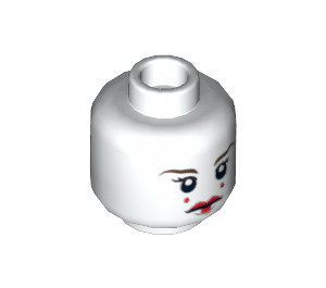 LEGO White Minifigure Head with a Red Dot on each Cheek and Lipstick Pattern (Recessed Solid Stud) (3626 / 10688)