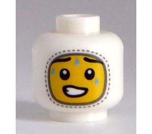 LEGO White Minifigure Head with Balaclava, Yellow Face, Sweat Drops (Recessed Solid Stud) (3626)