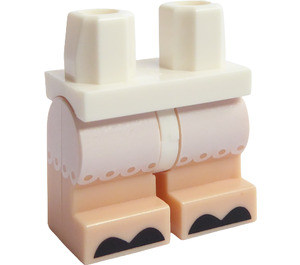 LEGO Blanc Minifigurine Medium Jambes avec Noir toes (37364)