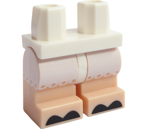 LEGO Weiß Minifigure Medium Beine mit Schwarz toes (37364)