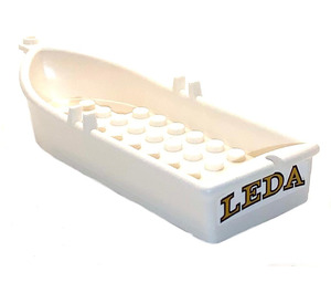 LEGO White Minifigure Row Boat With Oar Holders with LEDA Sticker (2551)