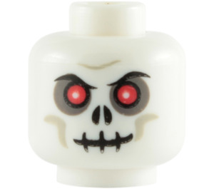 LEGO White Minifigure Skull Head with Red Eyes and Grey Shadows in Eye Sockets (Safety Stud) (3626 / 59628)
