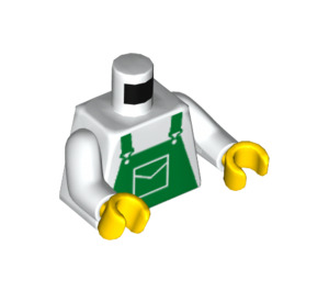 LEGO White Minifigure Torso Green Bib Overalls (973 / 76382)