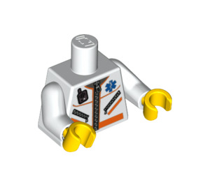 LEGO Wit Minifiguur Torso Paramedicus Zippered Jasje met Medisch logo en Walkie-Talkie (973 / 76382)