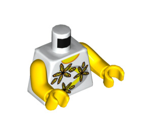 LEGO Bianco Minifigure Busto Tank Superiore con Giallo Fiori (73403 / 76382)