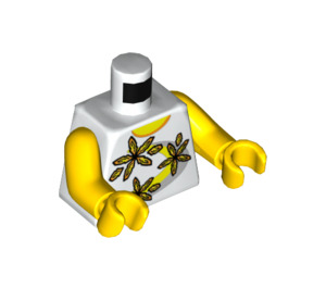 LEGO Weiß Minifigure Torso Tank oben mit Gelb Blumen (973 / 76382)