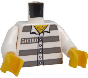 LEGO hvid Minifigur Torso med Prison Striber og 50380 med 5 knapper (973 / 76382)