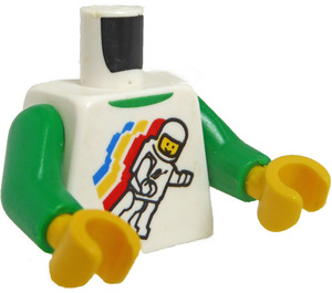 LEGO Weiß Minifigur Torso mit Spaceman und Grün Undershirt ohne Falten auf der Rückseite (973 / 76382)