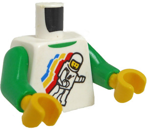 LEGO Weiß Minifigure Torso mit Spaceman und Green Undershirt ohne Falten auf der Rückseite (973 / 76382)