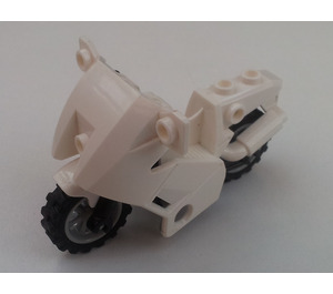 LEGO White Motorcycle Fairing with Medium Stone Grey wheels