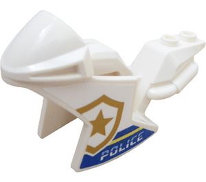 LEGO White Motorcycle Fairing with "POLICE' and Badge on Both Sides Sticker (18895)