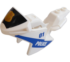 LEGO White Motorcycle Fairing with Police badge with "POLICE 01" (on both sides) Sticker (18895)
