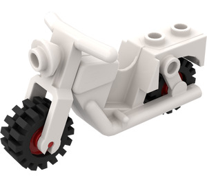 LEGO White Motorcycle Old Style with Red Wheels