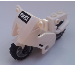 LEGO Weiß Motorrad mit Schwarz Chassis mit Aufkleber