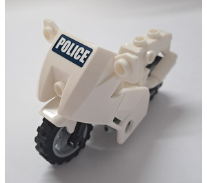 LEGO Wit Motorcycle with Black Chassis with Sticker from Set 60007