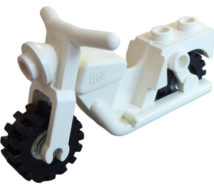 LEGO Wit Motorfiets met Transparant Wielen - Full Assembly