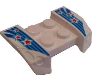 LEGO Bianco Parafango Piastra 2 x 4 con Overhanging Headlights con Blu Strisce e Rosso Stelle Adesivo (44674)