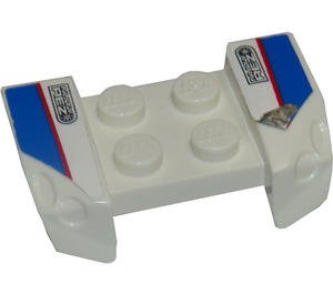 LEGO White Mudguard Plate 2 x 4 with Overhanging Headlights with Nuty Rez and Red/Blue Lines Sticker (44674)