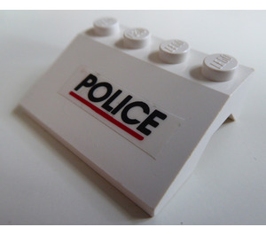 LEGO White Mudguard Slope 3 x 4 with "POLICE" Sticker (2513)