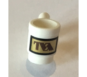 LEGO Wit Mok met Reddish Brown en Gold TVA logo (3899)