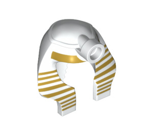 LEGO hvid Mummy Hovedbeklædning med Gold Striber med indvendig solid ring (29155 / 90462)