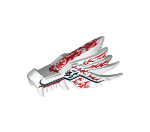 LEGO White Ninjago Dragon Head with Red and Dark Red Fire Pattern (10718 / 11749)