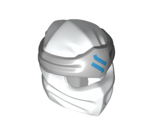 LEGO White Ninjago Wrap with Medium Stone Grey Headband with Dark Azure Ninjago Logogram (40925 / 52780)