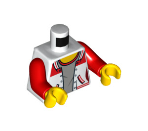 LEGO hvid Open Jakke med Rød Arme og '8' på bagsiden Kvinde Torso (973 / 76382)