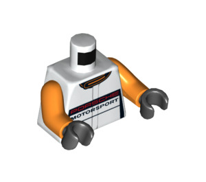 LEGO White Orange Porsche Driver Minifig Torso (973 / 76382)