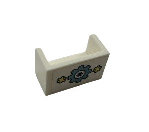 LEGO Wit Paneel 1 x 2 x 1 met gesloten Hoeken met Blauw Tandwiel en Geel Bloemen Sticker (23969)