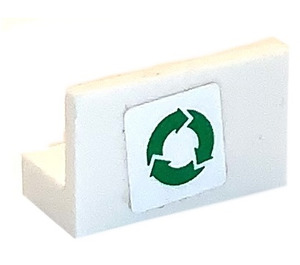 LEGO White Panel 1 x 2 x 1 with Green Recycling Arrows Sticker with Square Corners (4865)