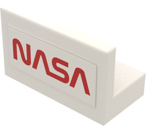 LEGO White Panel 1 x 2 x 1 with 'NASA' Sticker with Square Corners (4865)