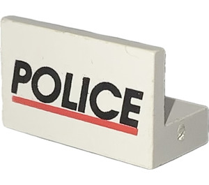 LEGO White Panel 1 x 2 x 1 with 'POLICE' with Square Corners (4865)