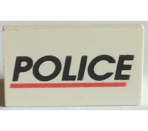 LEGO White Panel 1 x 2 x 1 with 'POLICE' with Square Corners (4865)