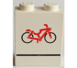 LEGO White Panel 1 x 2 x 2 with Bicycle Sign without Side Supports, Solid Studs (4864)