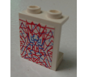 LEGO White Panel 1 x 2 x 2 with Blue and Red Lines Sticker without Side Supports, Hollow Studs (4864)