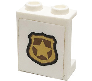 LEGO blanc Panneau 1 x 2 x 2 avec Gold Police Badge Autocollant avec supports latéraux, tenons creux (6268)