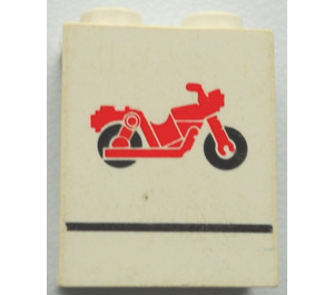 LEGO Wit Paneel 1 x 2 x 2 met Motorbike in Rood  zonder zijsteunen, volle noppen (4864)