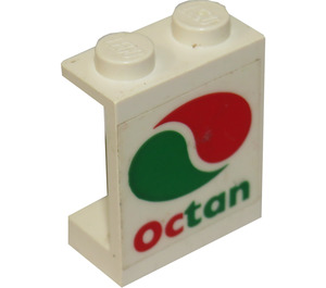 LEGO White Panel 1 x 2 x 2 with Octan Logo Sticker without Side Supports, Solid Studs (4864)