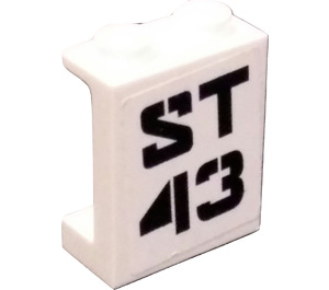 LEGO Weiß Panel 1 x 2 x 2 mit SWAT Team ST 43 Aufkleber mit Seitenstützen, Hohlbolzen (6268)