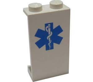 LEGO White Panel 1 x 2 x 3 with EMT Star of Life Pattern without Side Supports, Solid Studs (2362)