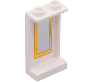 LEGO White Panel 1 x 2 x 3 with Framed Mirror Sticker with Side Supports - Hollow Studs (74968)