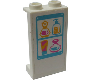 LEGO White Panel 1 x 2 x 3 with Perfume Bottles Sticker with Side Supports - Hollow Studs (35340)