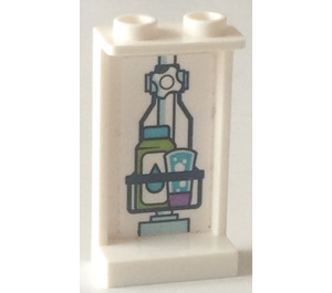LEGO Weiß Panel 1 x 2 x 3 mit Shower caddy Aufkleber mit Seitenstützen - Hohlbolzen (35340)