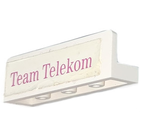 LEGO Weiß Panel 1 x 4 mit Abgerundete Ecken mit Pink 'Team Telekom' Aufkleber (15207)