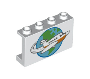 LEGO White Panel 1 x 4 x 2 with Airplane and Earth (14718 / 38850)